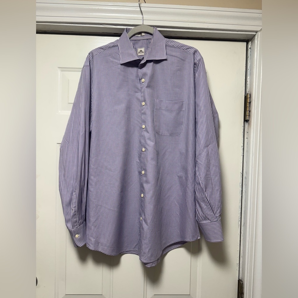 Peter Millar Lavender Checkered Button Down Shirt